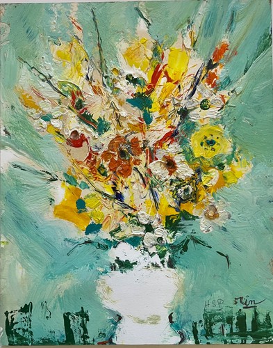 Bouquet fleurs huile sur - fleurs.,