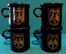 Set of 4 : PONTIAC FIERO "McCoy" PROMO jet black COFFEE MUGS @ Vintage 1980s