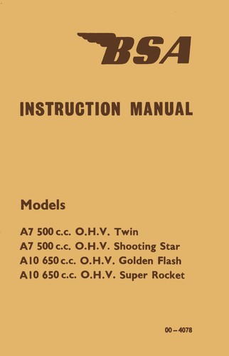 Bsa a10 manuel super - bsa,