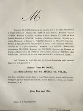 DE COENE Van den Abeele de Welde FAIRE PART Sauvier Terquem Failliot Rivet 1879