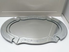 *JOLI ANCIEN PLATEAU MIROIR FLEURS GRAVEES DECO VINTAGE COLLECTION VITRINE XXe