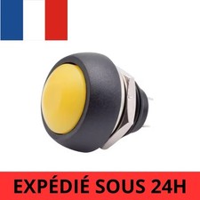 Bouton poussoir Jaune momentané étanche rond 12mm - 1 Piece - PBS-33b 12V 230V