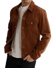 Veste camionneur en cuir daim