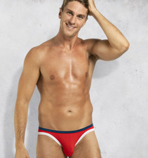 Aussiebum Teeball Brief - L34"-35" - Red With Blue/White Trim