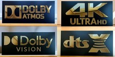 Dolby Atmos Vision DTS X 4K Ultra HD Signs Plaques Movie Media Cinema Room Decor