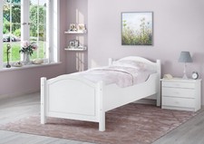 Lit simple extra haut pin blanc 100x220, lit pour des personnes âgées