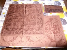 2 Set de table + 2 serviettes Beauvillé coton marron  Made in france