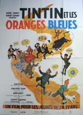 TINTIN ET LES ORANGES BLEUES / HERGE - REISSUE LARGE FRENCH MOVIE POSTER