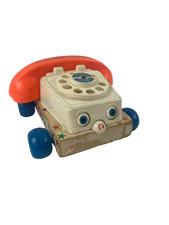 1961 Vintage Fisher Price Chatter Telephone Pull Toy #747 Pre-Owned