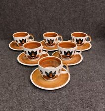 6 Tasses à café KIMONO  BOCH Service rare année 60-70 Peint à La Main 