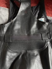 Black Motorcycle Leather Dungarees Size 54