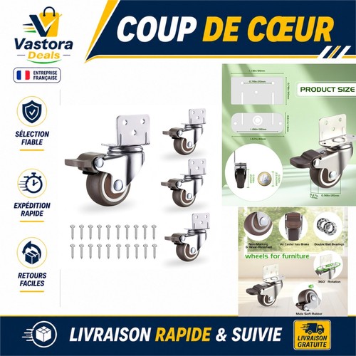 Roulettes pivotantes 25mm avec - 25mm,