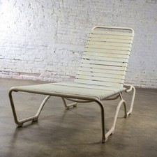 1950-1960’s Tropitone Kahana Stackable Chaise Lounge Vinyl Straps Aluminum Frame