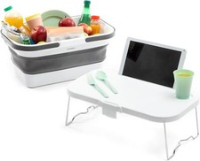 Panier De Pique-Nique Pliable Innovagoods Avec Couvercle - Blanc