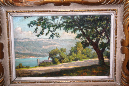 Tableau huile sur panneau - sur,
