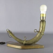 Lampe De Table Corne Bronze Conteneur De Chasse Collection Vintage XX S.