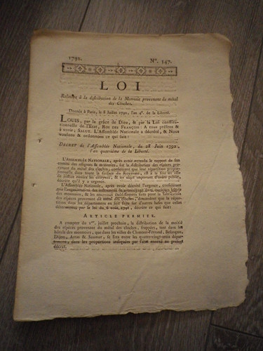 1792 revolution loi monnaie - loi,