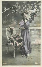 CP BON FESTE WOMAN ELEGANT WITH BOUQUET FLOWERS ARMCHAIR - 22280