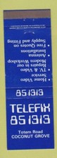 Matchbook Cover - Telefix Home Video TV Coconut Grove Australia