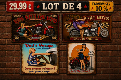 Pack plaques métal - 4, vintage