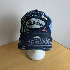 VON DUTCH Blue Logo Denim Mesh Trucker Snapback Cap Adjustable Hat Unisex