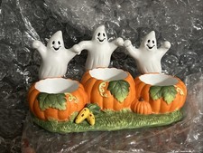 Partylite Ghost Trio Tealight Holder Halloween Pumpkin Decorations EUC No Box