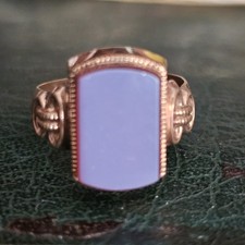 Bague Chevalière Xixe Taille 60 Agate Bicolore 14x9 Mm Plaqué Or Rose