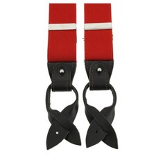 Tony & Paul. Bretelle. Hercule, Viscose. Rouge / Cuir Noir  - Uni -  FABRIQUE EN