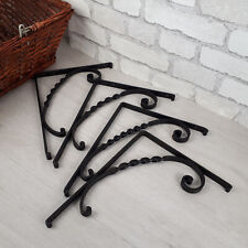 Paire de supports d'étagère murale en fonte & fer forgé équerres vintages France