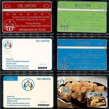 TCHAD - Lot de 6 cartes téléphoniques
