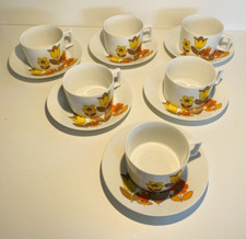 Service café chocolat Berry Lourioux, décor floral seventies