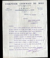 VILLEURBANNE (69) WOOD "COMPTOIR LYONNAIS DU BOIS" tariffs in 1933