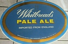 WHITBREAD'S PALE ALE BEER IMPORTED FROM ENGLAND RARE METAL OVER CARDBOARD SIGN