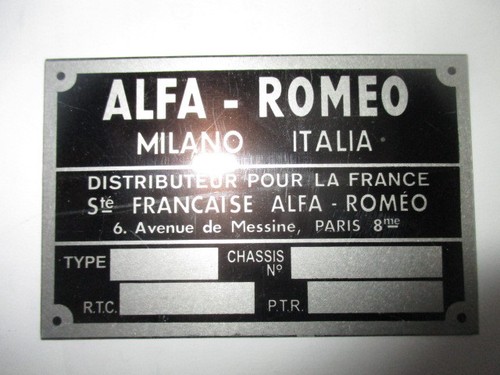 Plaque identification s102 - d'identification,