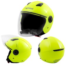 Casque Avec Visière longue Moto Scooter Quad Jet ECE 22-06 Flux Jaune