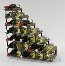 Cranville Vin Rack Rangement 27 Bouteille Noyer Teinture Bois/Métal Noir