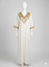 Robe longue brodée franges -