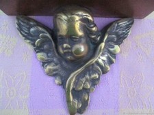 Antique Angelot Bronze Wood France Wall Console Shelf