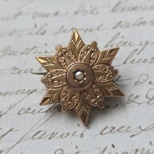 Broche Etoile Plaqué Or Ancienne 1900 acex Perle French Victorian Jewel