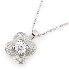 MAUBOUSSIN Necklace Chance of Love Clover Motif Diamond 750(18K) White Gold