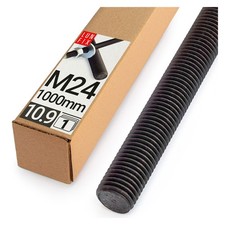 Tige filetée M24x1000 mm 1 Pcs Acier DIN 975 10.9 non traité Lun Fix