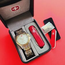 Wenger Swiss Army Watch Set Rare 095.0695 Two Tone With Bracelet Date Retro