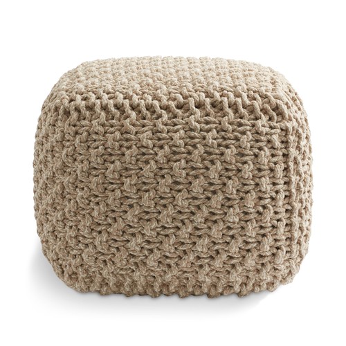 Square cotton pouf - cotton, ottoman