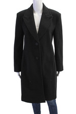 Zara Womens Double Breasted Collared Button Up Longline Blazer Black Size M