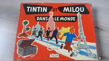 Jeu vintage Tintin et Milou dans le Monde Montbrison années 60 complet