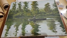 tableau barque sur etang