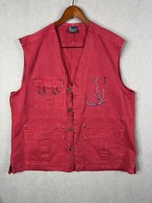 VTG 90s Y2K Karl Kani Jeans Vest Tupac Men L  Red Cargo Utility Safari RARE