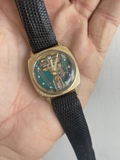 Vintage Bulova Accutron Spaceview N1 214 Watch Signed Buckled & Strap Running! 