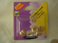 Boutons Dorés Cœur Créa Pecam Anciens plaquette de 8 (BOUT.3)