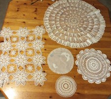Lot of 5 1950s Lace Hook Napperons